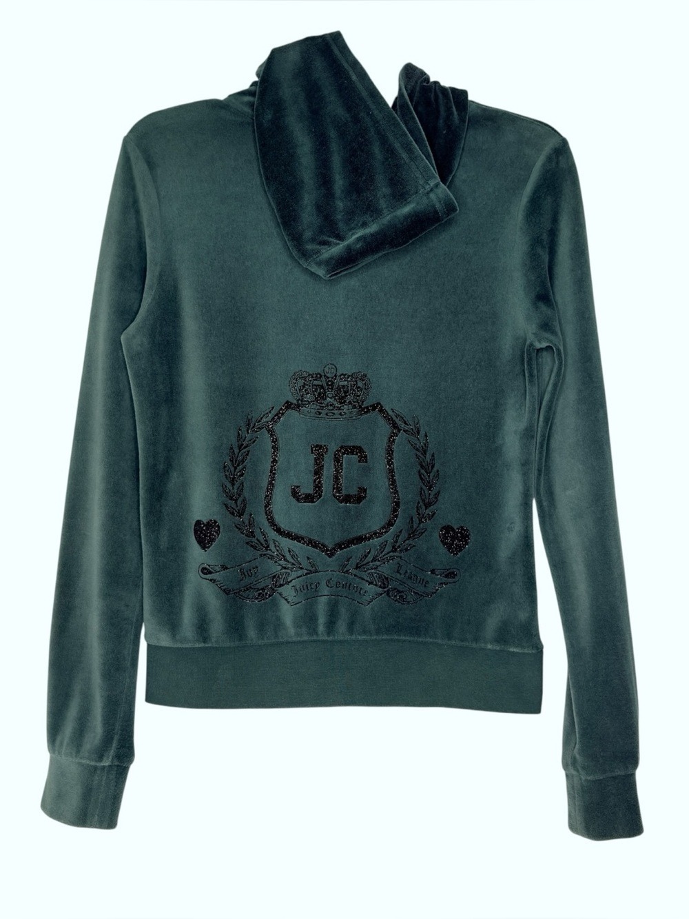 Juicy Couture League Crown Shield Crest Green Velour Tracksuit S/M Y2K McBling